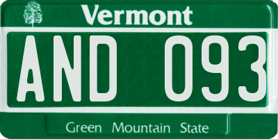 VT license plate AND093