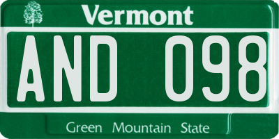 VT license plate AND098