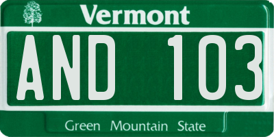 VT license plate AND103