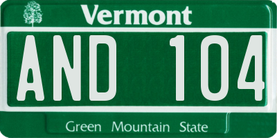 VT license plate AND104