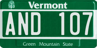 VT license plate AND107