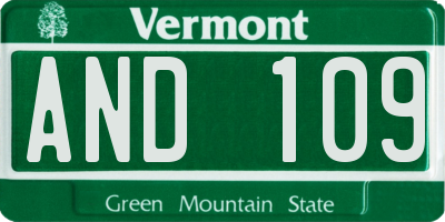VT license plate AND109