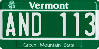 VT license plate AND113