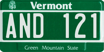 VT license plate AND121
