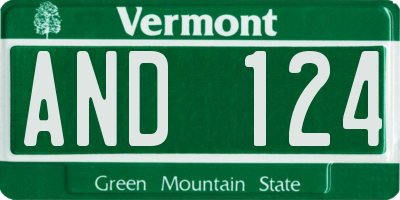 VT license plate AND124