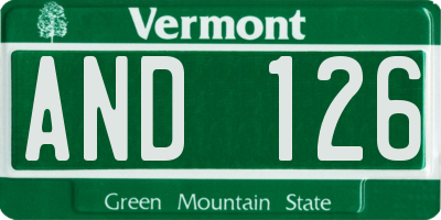 VT license plate AND126