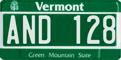 VT license plate AND128