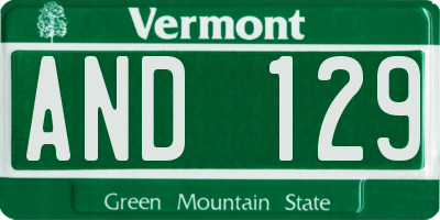 VT license plate AND129