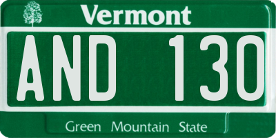 VT license plate AND130