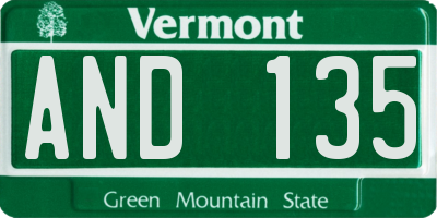 VT license plate AND135