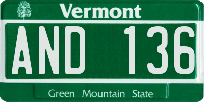 VT license plate AND136