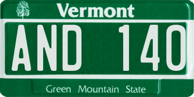VT license plate AND140