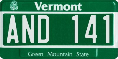 VT license plate AND141