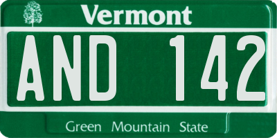 VT license plate AND142