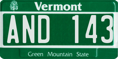 VT license plate AND143