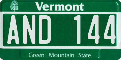 VT license plate AND144