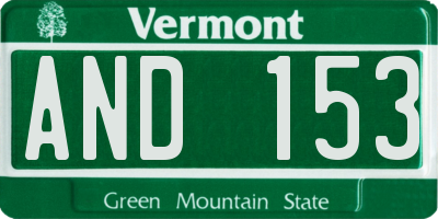 VT license plate AND153