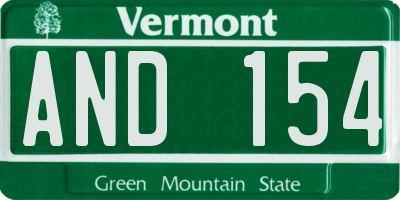 VT license plate AND154
