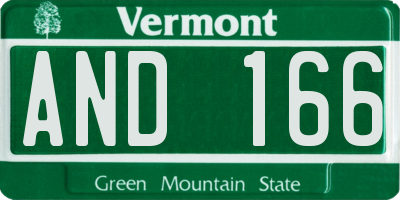 VT license plate AND166