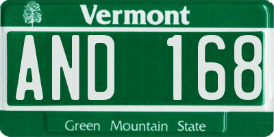 VT license plate AND168
