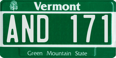 VT license plate AND171