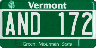 VT license plate AND172