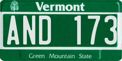VT license plate AND173