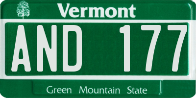 VT license plate AND177