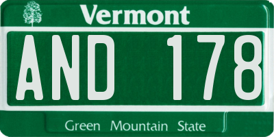 VT license plate AND178