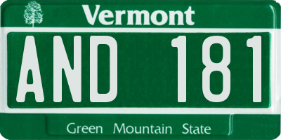 VT license plate AND181
