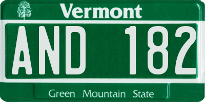 VT license plate AND182