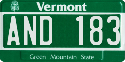 VT license plate AND183