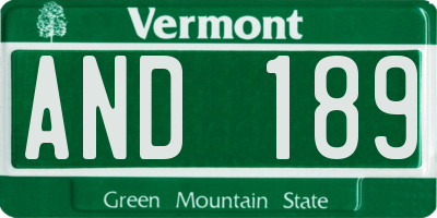 VT license plate AND189