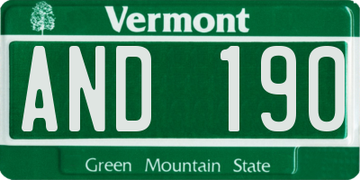 VT license plate AND190