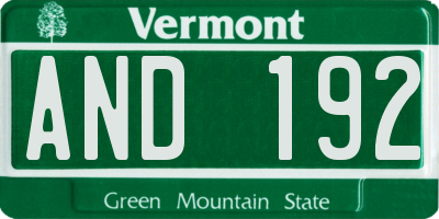 VT license plate AND192
