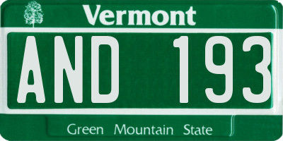 VT license plate AND193