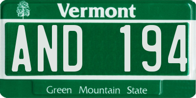 VT license plate AND194