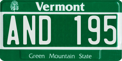 VT license plate AND195