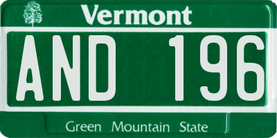 VT license plate AND196