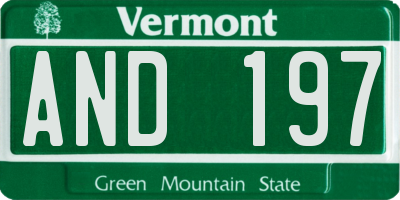 VT license plate AND197