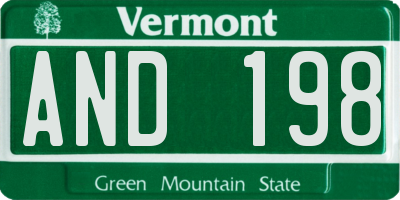 VT license plate AND198