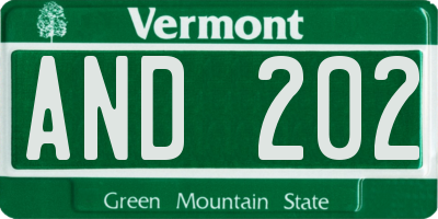 VT license plate AND202