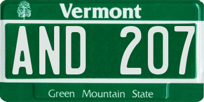 VT license plate AND207