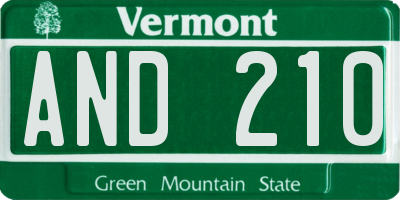 VT license plate AND210