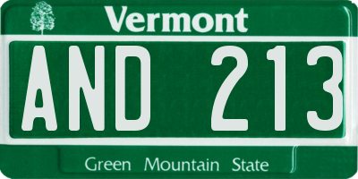 VT license plate AND213