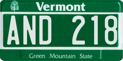 VT license plate AND218