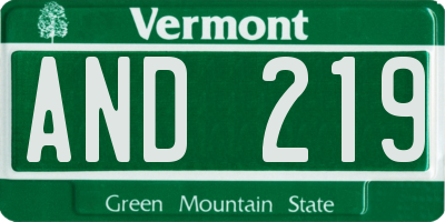 VT license plate AND219
