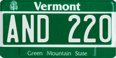 VT license plate AND220