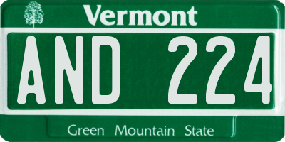 VT license plate AND224