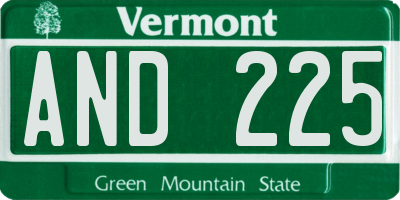 VT license plate AND225